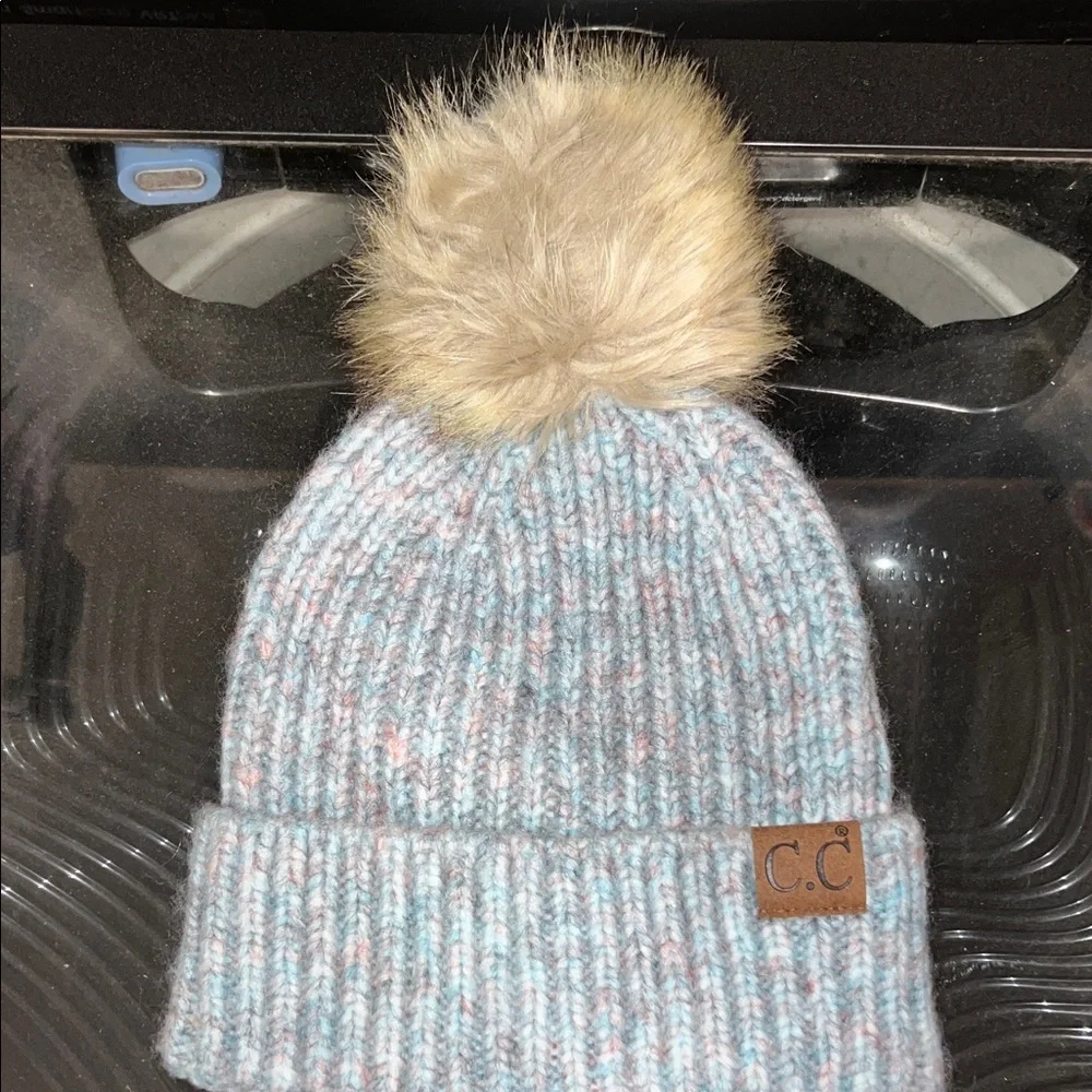 C.C Knit Hat with Fuzzy  Pom Pom Woman’s